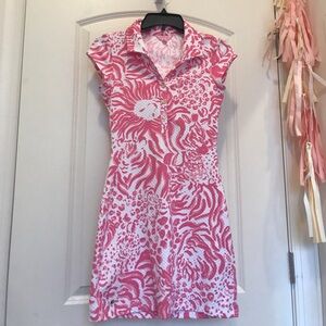 Lilly Pulitzer Pink and White Collared Mini Dress with Open Back